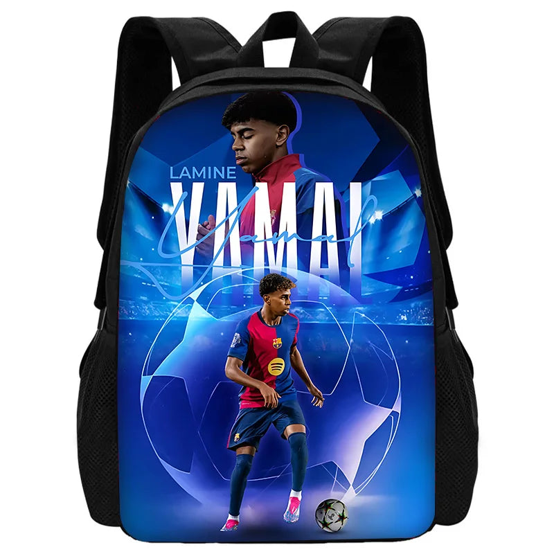 Mochila escolar para niños, fútbol, Lamine Yamals, con bolsas para el almuerzo, bolsas para lápices, mochilas escolares para niños y niñas, el mejor regalo