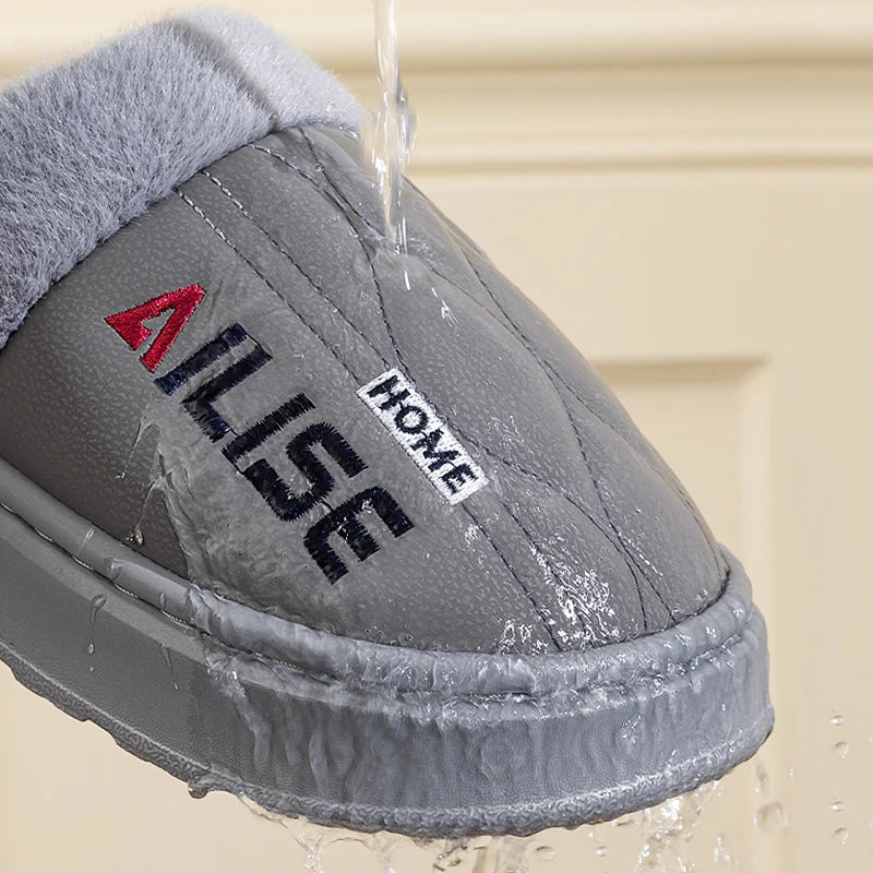 Pantuflas Cálidas para Hombre, Impermeables, con Suela Gruesa y Suave, Pantuflas Antideslizantes para el Hogar, Cálidas para Invierno, Zapatos Planos para Parejas, Tallas Grandes 50 51