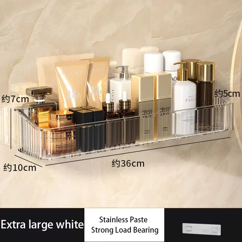 Estante de Almacenamiento de Lujo Ligero Sin Perforaciones para Baño, Soporte de Pared para Lavabo y Cosméticos