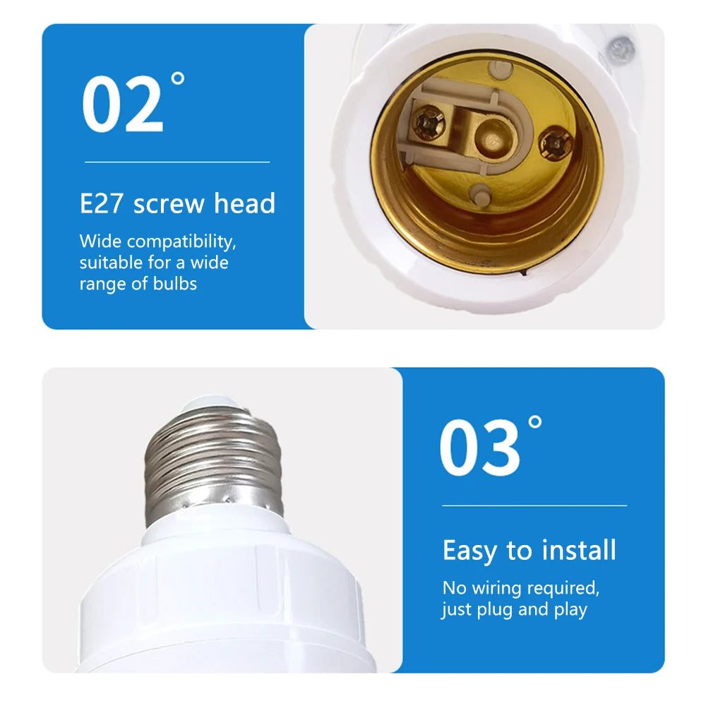Base de lámpara Led con Sensor de movimiento, convertidor de enchufe E27, AC100-240V, adaptador de soporte de bombilla, interruptor ajustable, inducción humana PIR