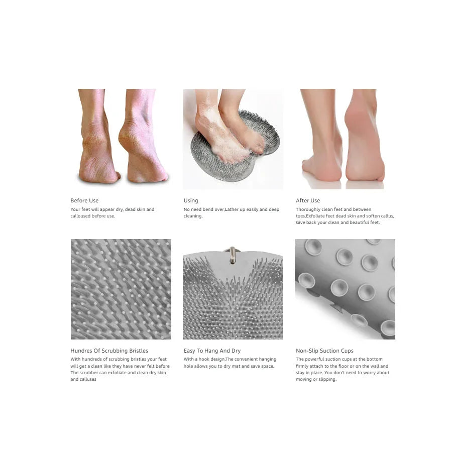 Alfombrilla exfoliante para pies y espalda para ducha, con ventosas antideslizantes para montar en la pared, para hombres y mujeres