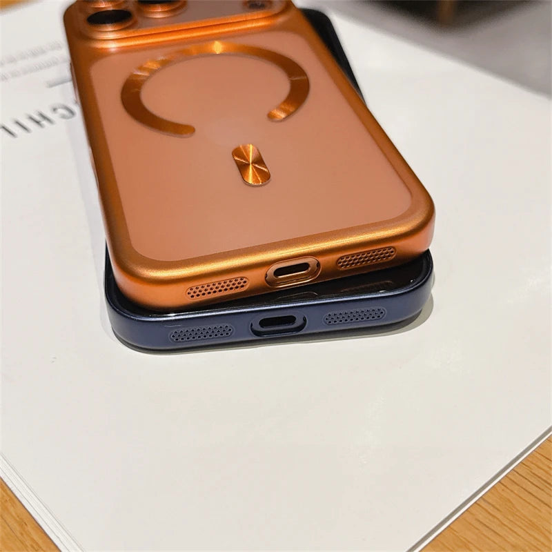 Funda de teléfono transparente mate de lujo para Magsafe IPhone 17 Air 16 15 Pro Max Plus 17Air 17Pro funda trasera de parachoques magnético