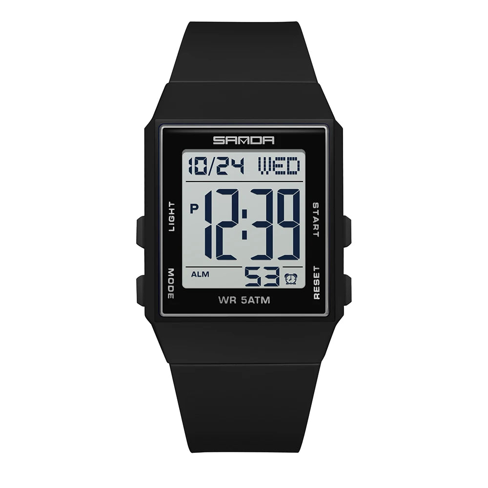 Relojes de Moda SANDA para Mujer, Reloj Deportivo con Correa de Silicona, Resistente al Agua 3ATM, Pantalla LED Digital, Regalo para Mujer