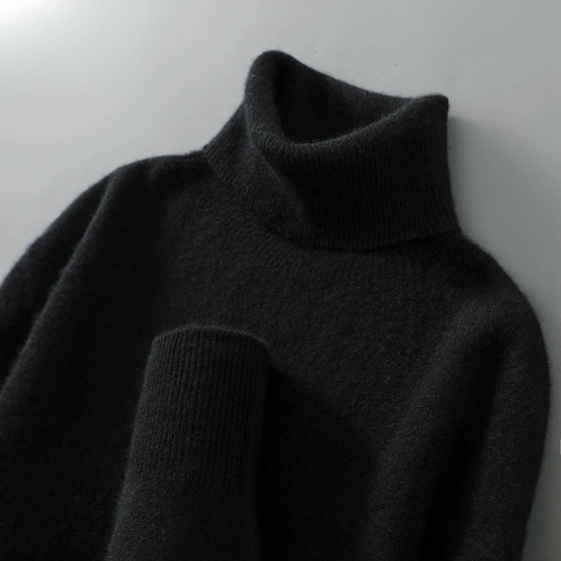 Suéter de cuello alto de lana 100% con jersey para hombre, otoño e invierno, cálido y de manga larga, superventas, nuevo suéter básico de punto