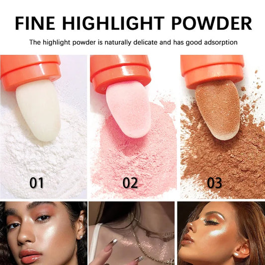 Polvo Iluminador de Hadas con Brillo en 3 Colores, Polvo Iluminador para Novias, Polvo Iluminador Corporal, Polvo Brillante, Maquillaje Multifunción