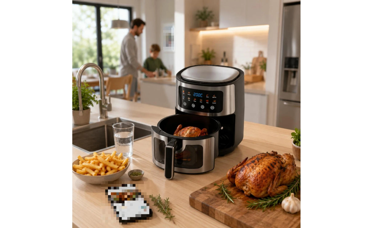 Freidora de Aire Digital de 6 L con Ventana de Visualización, Pantalla de Temperatura, Controles Táctiles, Electrodoméstico de Cocina para Encimera