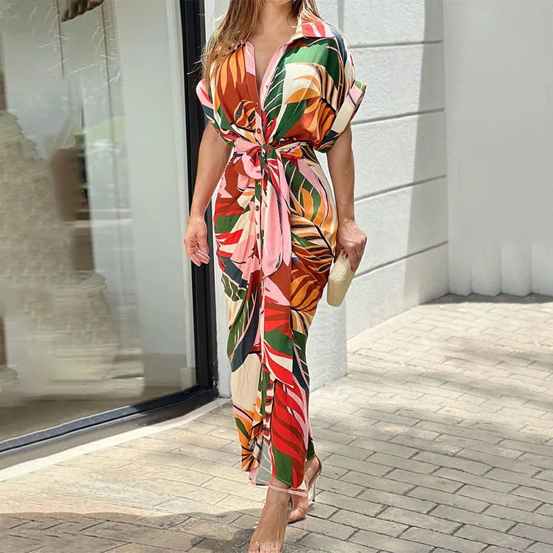 Vestidos Elegantes para Mujer 2026: Vestido de Mujer con Estampado Irregular, Cuello Solapa, Ajuste Delgado y Contraste, Ideal para el Trabajo y con un Toque de Temperamento.