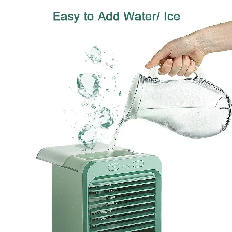 Ventilador de aire acondicionado portátil, ventilador de escritorio USB, Mini humidificador de aire recargable, ventilador de niebla de refrigeración para mesa para oficina y hogar