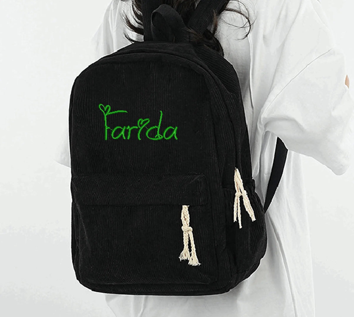 Mochila escolar personalizada, nuevas mochilas de moda para niños, estudiantes, pana, nombre único, bolsas de viaje de gran capacidad, mochila de senderismo