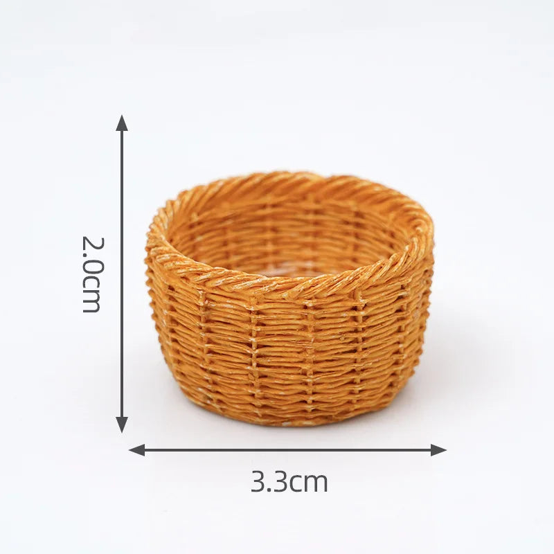 Cesta de Mimbre en Miniatura para Casa de Muñecas 1/12, Modelo de Cesta de Pan y Frutas, Accesorios para Escena de Cocina, Regalo para Niños