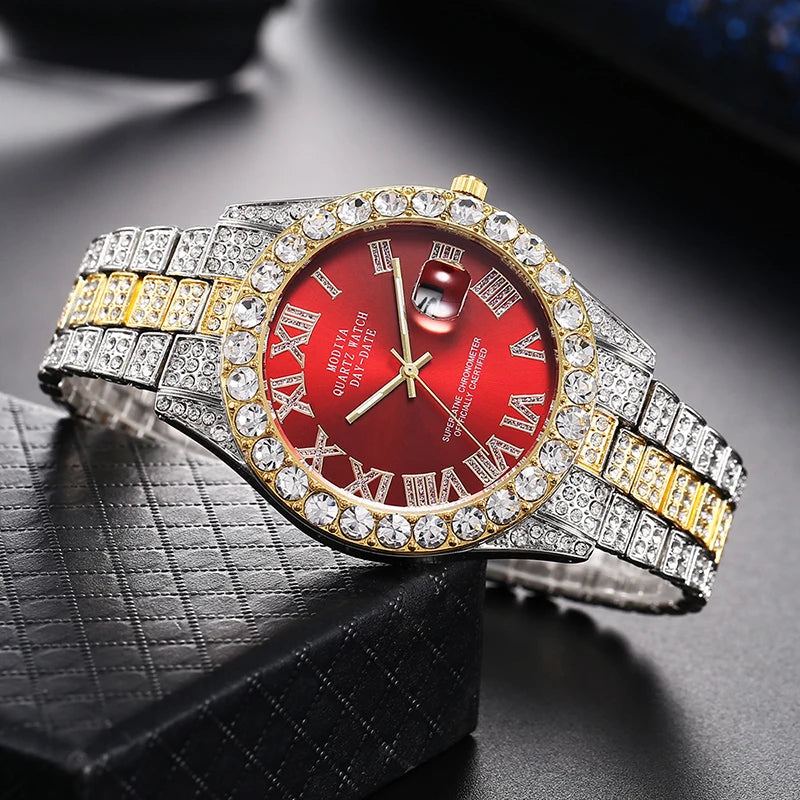 Reloj de lujo para mujer con sensación de alta gama, calendario moderno y moderno, cielo estrellado romano, reloj de cuarzo con tachuelas de diamantes