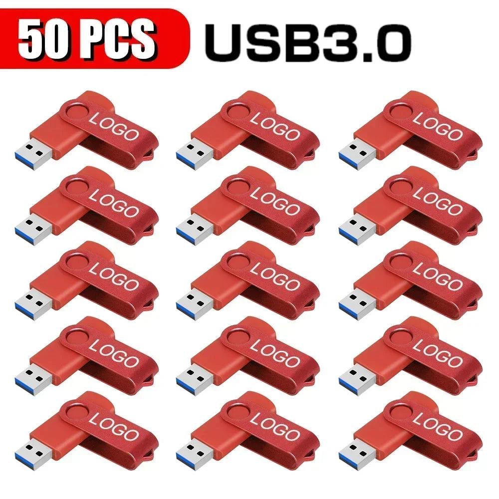 10/20/50 unids/lote unidad Flash USB 3,0 nueva unidad de bolígrafo giratoria 8GB16GB32GB64GB logotipo personalizado gratis memoria Stick regalo de negocios creativo