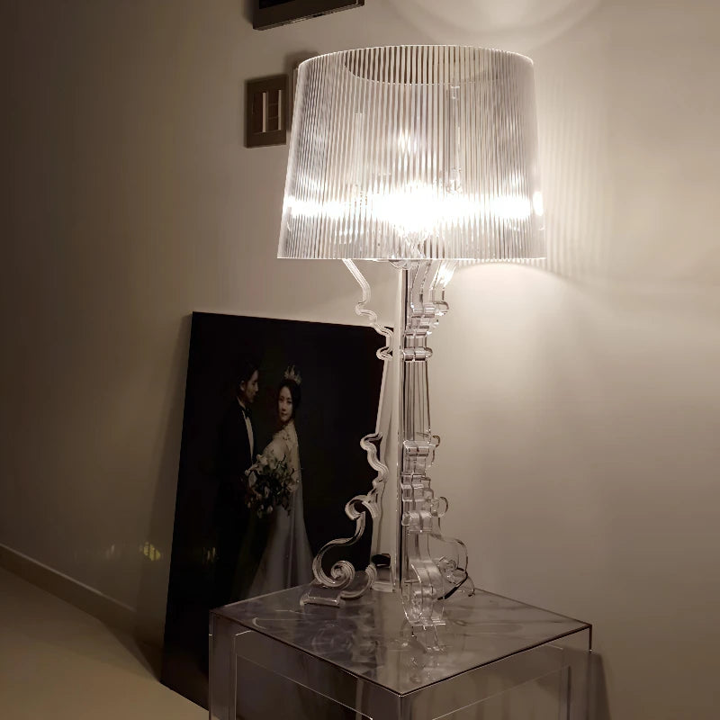 Lámpara de mesa de fantasma barroco blanco transparente de diseñador nórdico, iluminación para sofá, decoración, luz ambiental LED