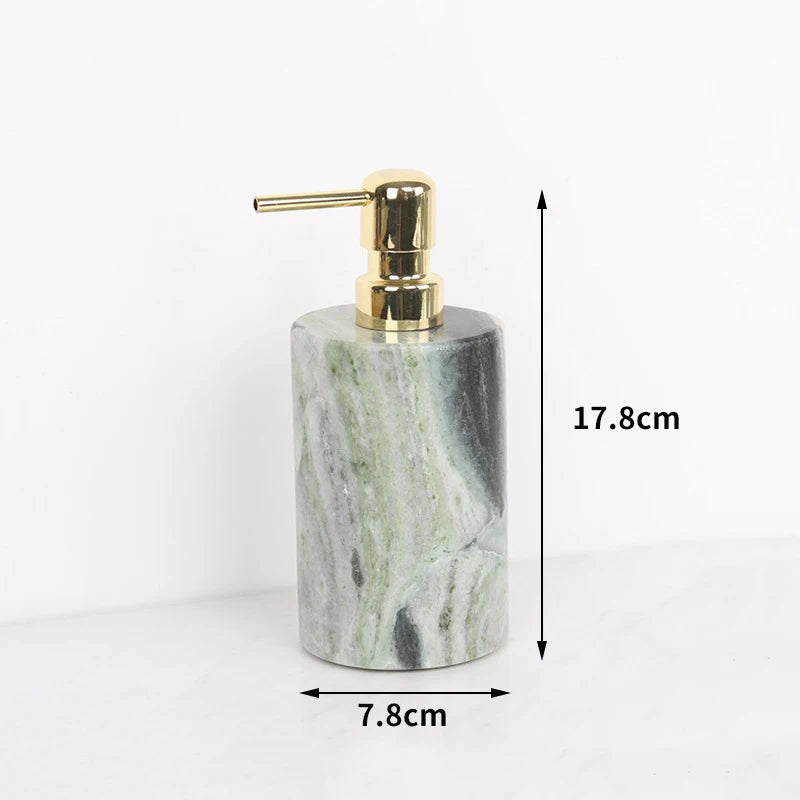 Juego de baño de mármol Natural verde esmeralda, jabonera de lujo, hisopos de algodón, tarro, difusor de caña, bandeja de tocador, accesorios de baño