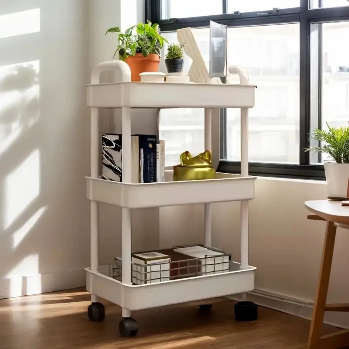 Carrito de almacenamiento de 4 niveles - carrito rodante multifuncional, adecuado para la cocina, el baño, la habitación de los niños, el dormitorio y más