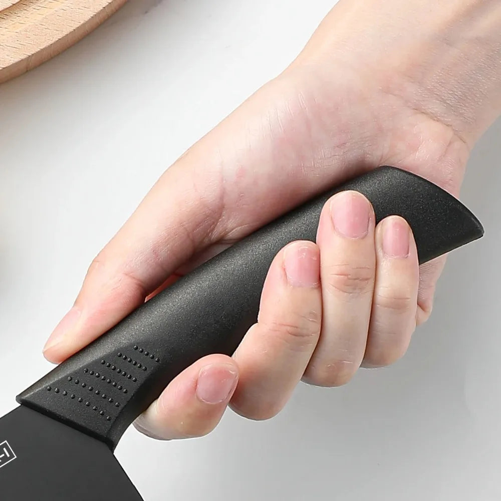 Juego de cuchillos de cocina con soporte para cuchillos, juego de cuchillos de acero negro de alta calidad, cuchillo de regalo, utensilios de cocina de acero inoxidable para el hogar, 6 uds.