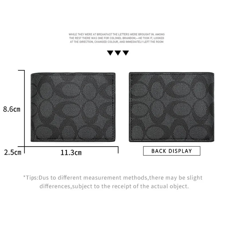 Cartera de Diseño 2026 con Grabado, Billetera Bifold Compacta para Hombre, Múltiples Ranuras para Tarjetas, Bolsillo para Monedas, Accesorio de Moda Diaria, Regalo para Hombre