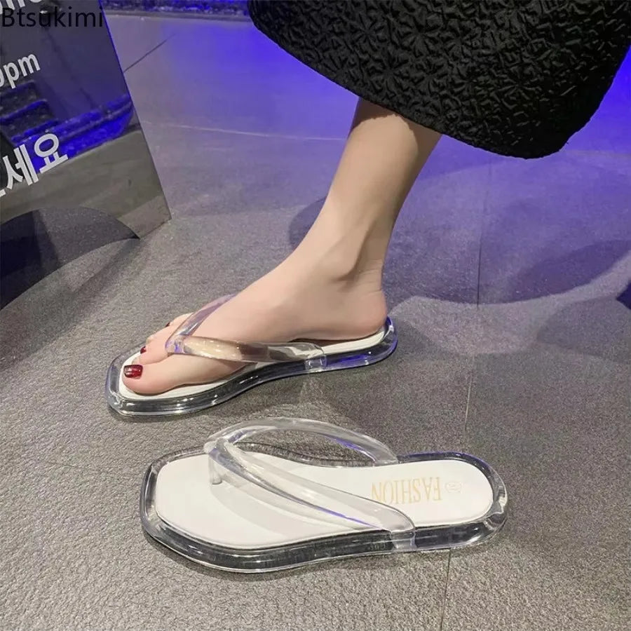 Sandalias de PVC con purpurina, chanclas de goma de talla grande para mujer, sandalias de playa, sandalias bajas, sandalias hawaianas de PVC, sandalias romanas, verano 2026
