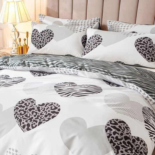 Juego de funda nórdica con estampado multicolor de 3 piezas, ropa de cama suave y cómoda para dormitorio y habitación de invitados, incluye 1 funda nórdica y 2