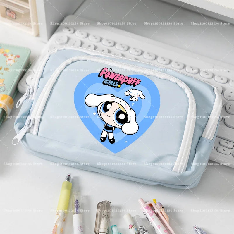 Estuche para lápices de las Chicas Superpoderosas, estuche para lápices con múltiples bolsillos, bolsa para lápices de gran capacidad para estudiantes, bolsa organizadora de papelería, regalo