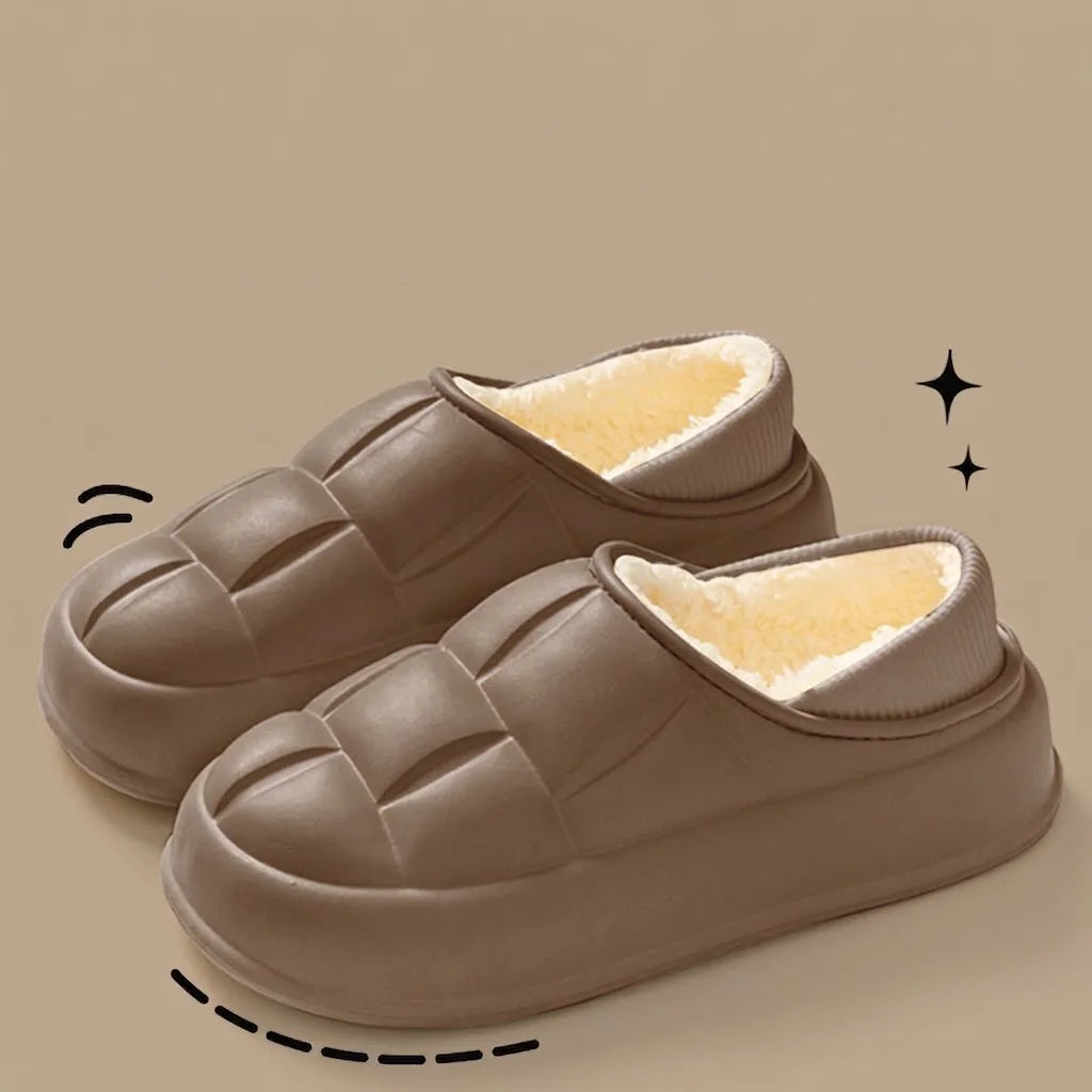 Pantuflas Impermeables de Invierno para Mujer y Hombre, Suela Gruesa de 4 cm, Cálidas y Afelpadas, Zapatos de Interior Antideslizantes, Forradas de Piel, Zuecos Suaves y Acolchados