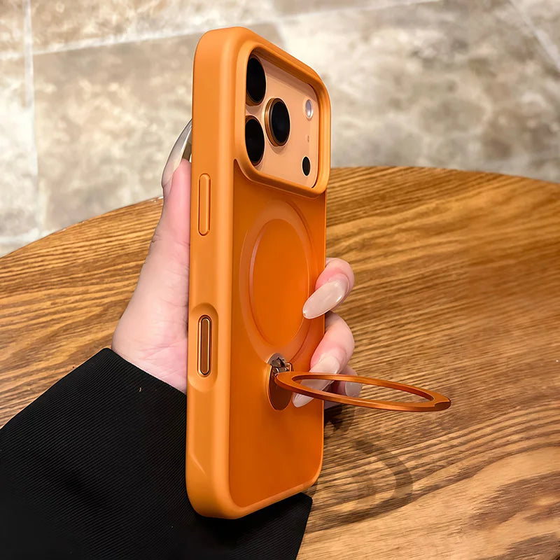 Para Magsafe Metal soporte para coche anillo funda de teléfono para iPhone 17 Pro Max 17 Air 16 15 Pro 14 13 12 11 cubierta trasera de parachoques magnético