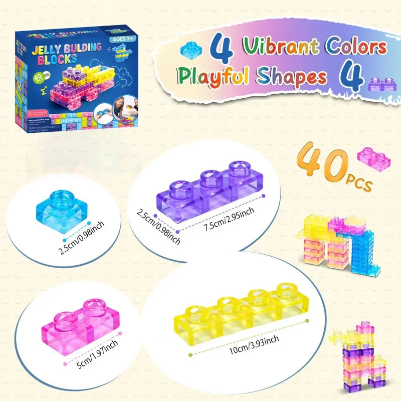40 Bloques de Construcción Sensoriales Suaves para Niños Pequeños, Juego de Juguetes Apilables Elásticos, Set de Construcción para el Aprendizaje Temprano