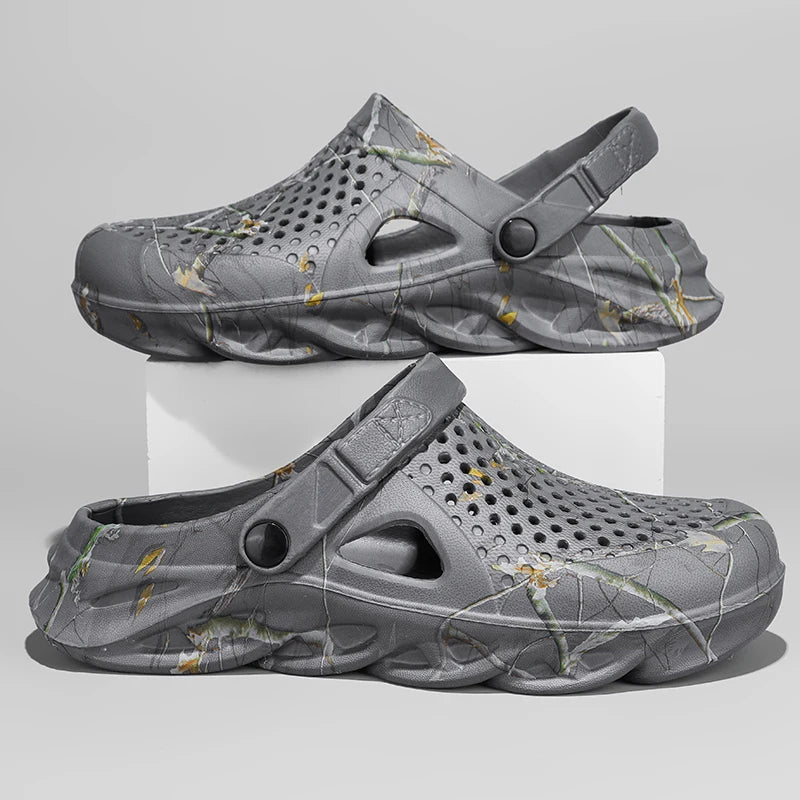 Zapatillas de verano para hombre, zuecos de suela gruesa, sandalias, chanclas transpirables huecas, zapatos, zapatillas de playa a la moda