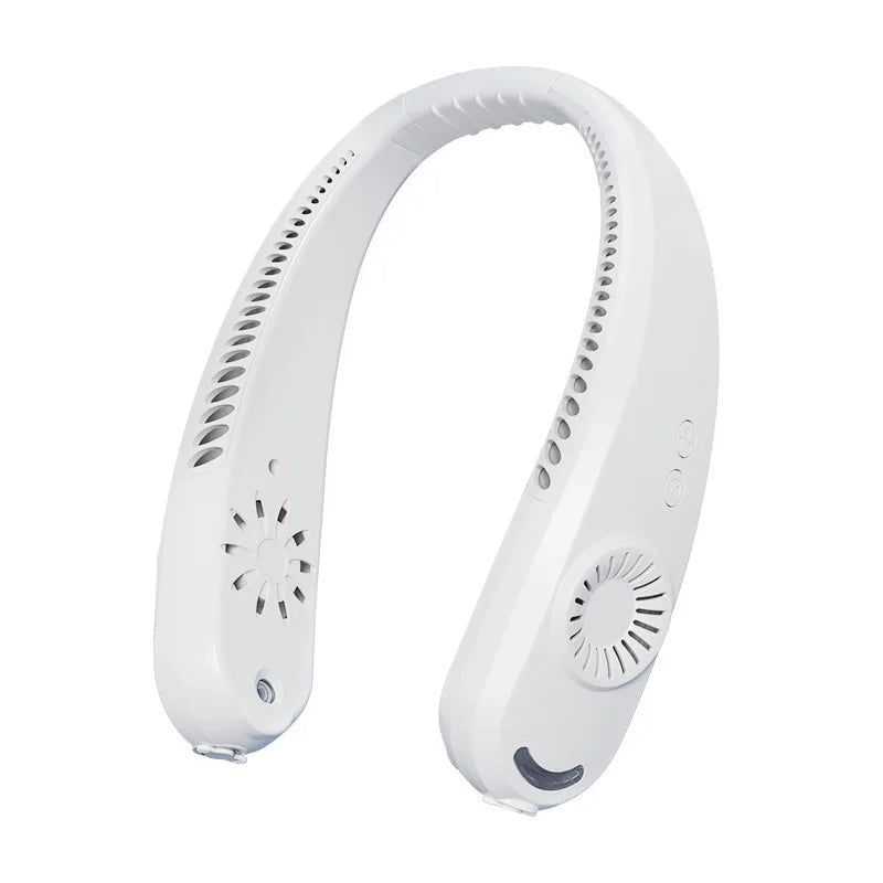 Ventilador de Cuello Portátil con Rociador de Agua, Mini Ventilador USB Recargable, 3 Velocidades, Silencioso, Sin Aspas, para Viajes y Actividades al Aire Libre