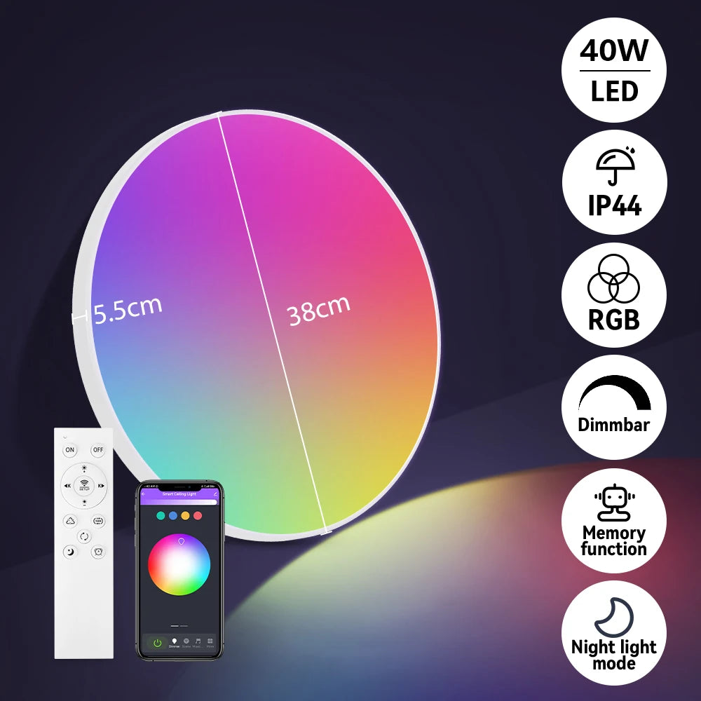 Lámpara de techo con control remoto, lámpara led para dormitorio, lámparas de techo grandes, luces Led con control remoto, luces led regulables