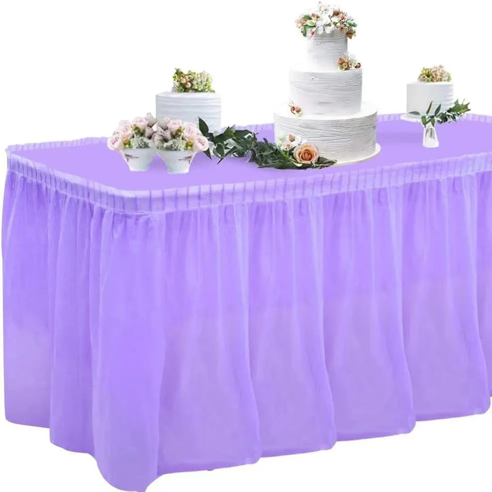 Juego de mantel desechable, cubierta de mesa de Color sólido, faldas de mesa, cubiertas de mesa de papel rectangulares con falda larga para fiesta