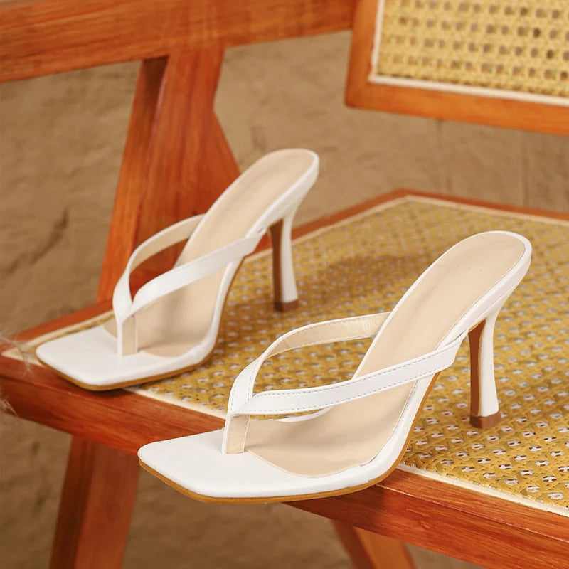 Liyke, moda de verano, zapatillas finas de tacón alto, chanclas de playa con Clip cuadrado para mujer, zapatos, sandalias de gladiador, chanclas para mujer