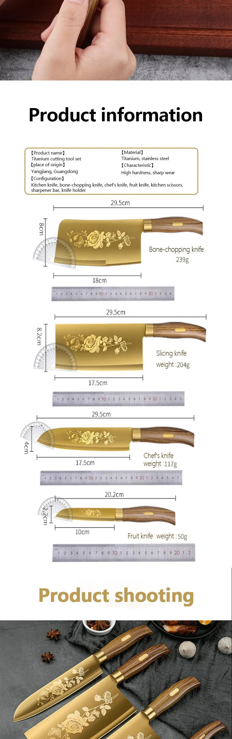Juego de Cuchillos de Cocina de 4 Piezas con Diseño de Rosa Dorada, Cuchillo de Chef de Acero Inoxidable de Lujo para Cocinar, Herramientas de Cocina Profesionales Afiladas
