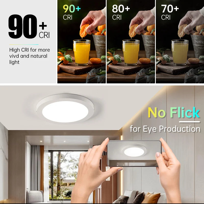 Lámpara de techo Led 110-265V Panel ultrafino luz Led para sala de estar dormitorio iluminación interior 20W 30W luces de techo redondas cuadradas