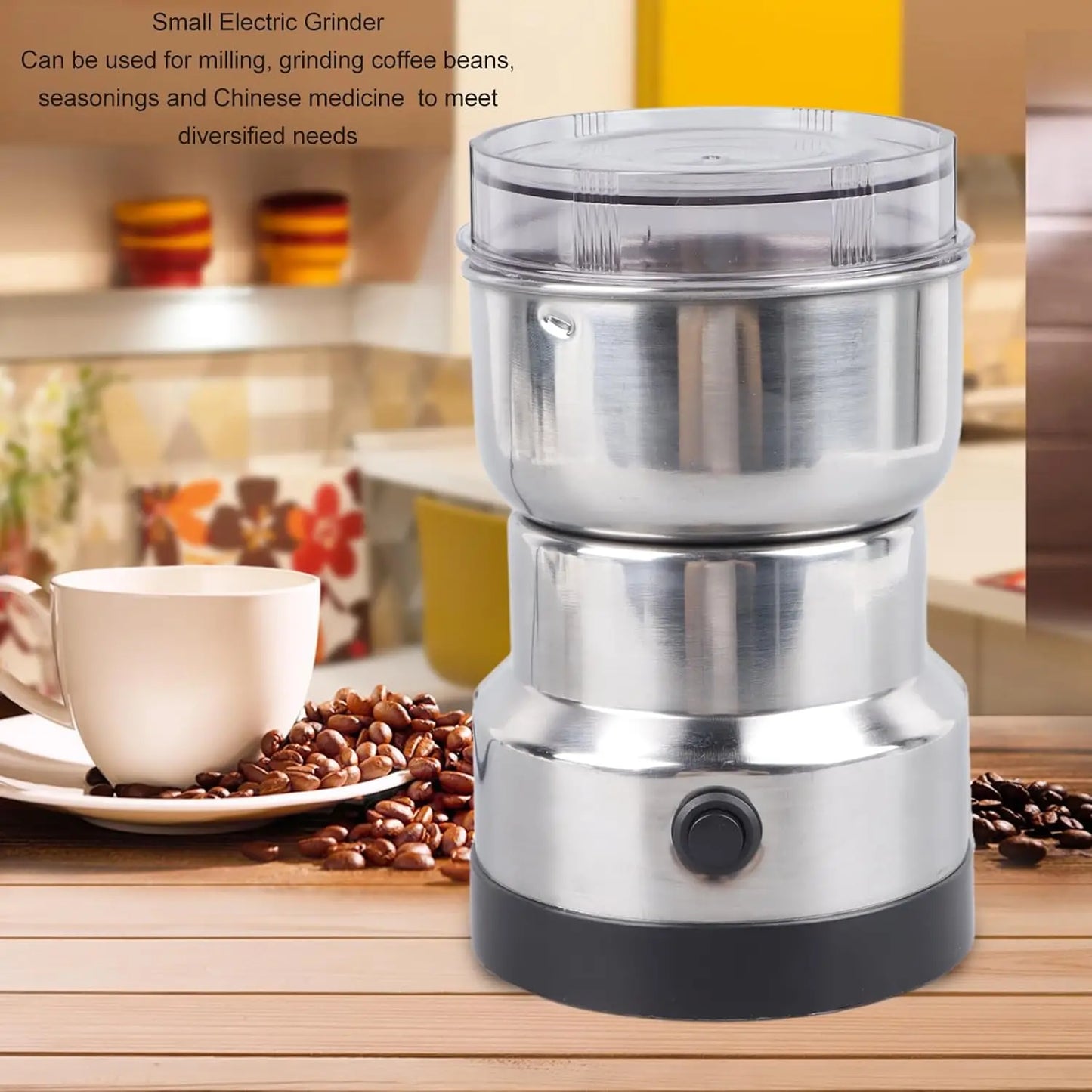 Molino de Granos Multifuncional de 4 Cuchillas para Cocina, Molinillo Eléctrico de Café para el Hogar, Licuadora de Nueces y Especias