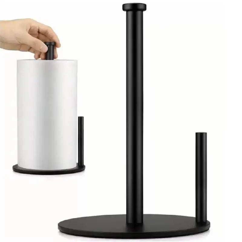Portarrollos de cocina de acero inoxidable con base pesada - Organizador de encimera resistente, diseño que ahorra espacio para toallas de papel