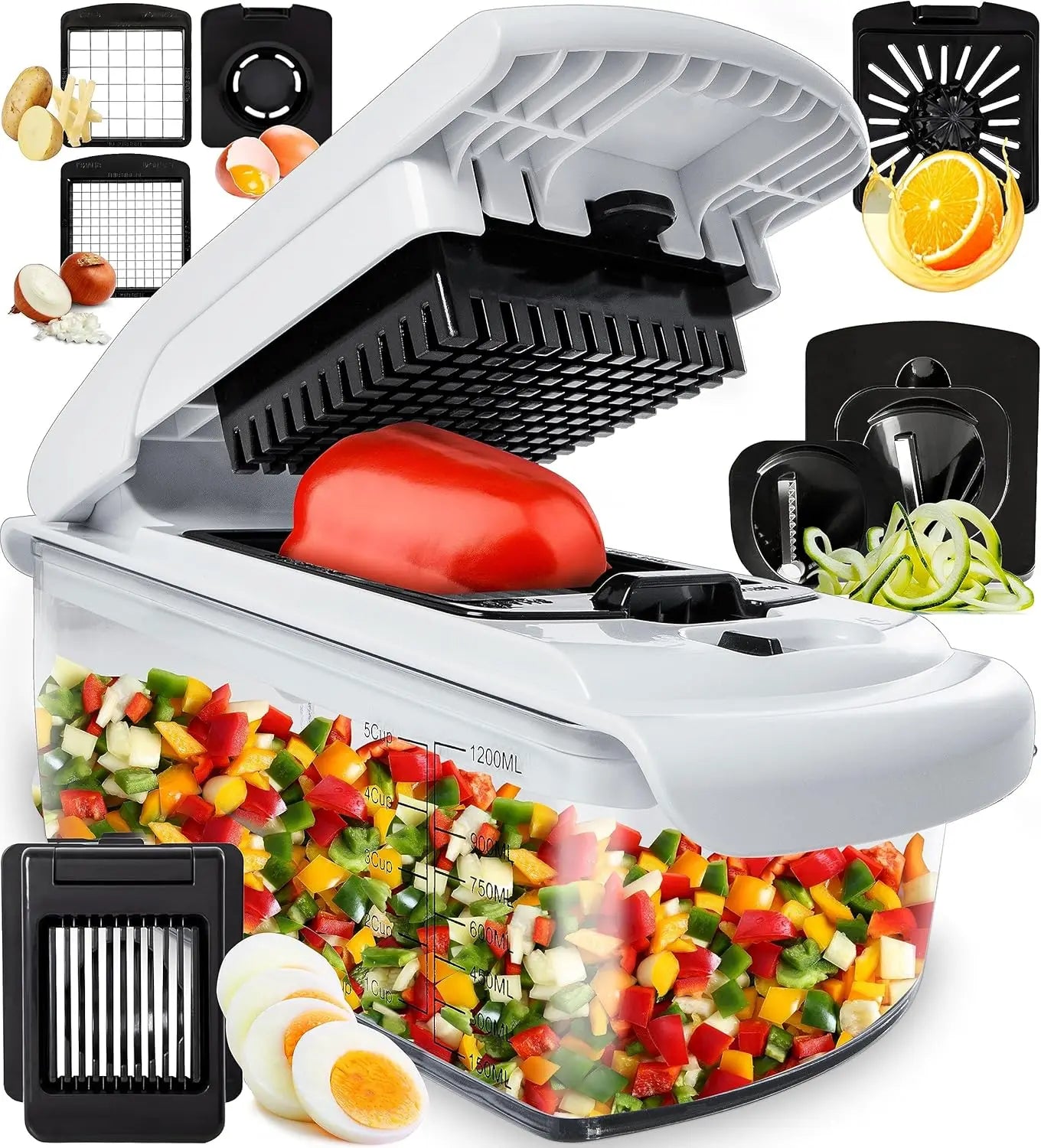 Picadora de verduras con contenedor, cortador en espiral de alimentos, Gadgets de cocina, accesorios esenciales para el hogar