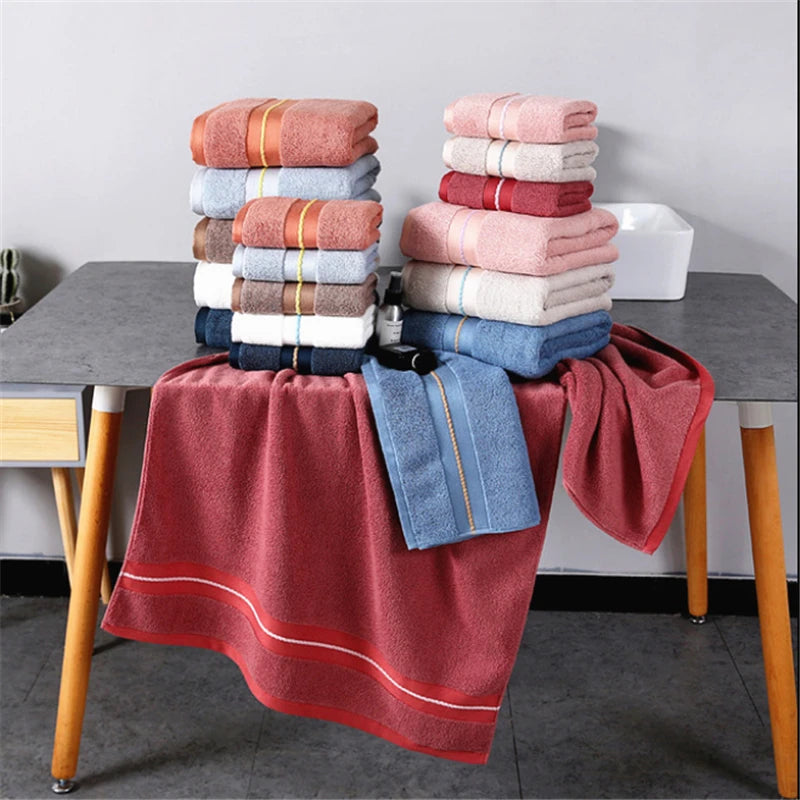 Toalla de algodón puro, toallas absorbentes para adultos, Color sólido, toalla de ducha de mano suave y absorbente para la cara, 34x74cm