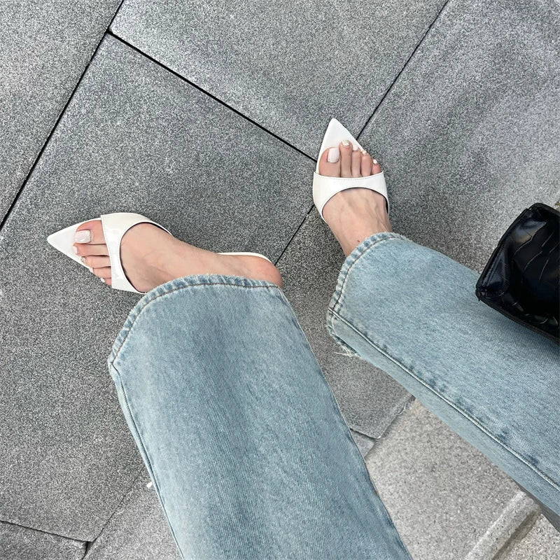 Eilyken, zapatillas sexis de tacón fino para Mujer, moda de verano, sandalias con punta estrecha, sandalias de fiesta para Stripper, zapatos de mula, Zapatillas para Mujer