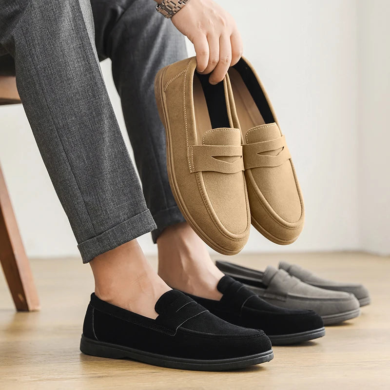 Gran oferta de mocasines sin cordones para hombre, ligeros, transpirables, cómodos, planos para exteriores, suela suave antideslizante, zapatos informales para caminar a diario