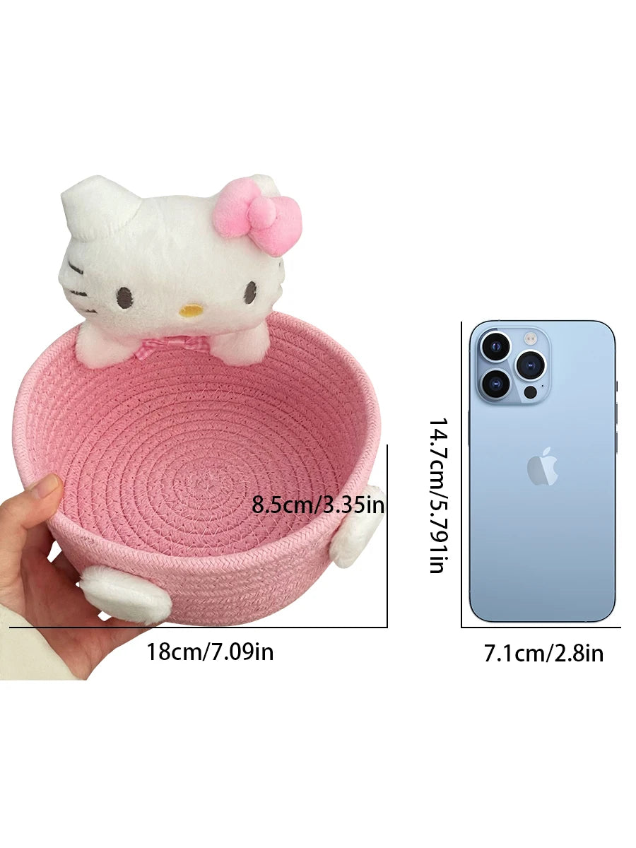 Cesta de almacenamiento Sanrio Hello Kitty Kawaii, bonita caja de almacenamiento para cosméticos y juguetes, caja de almacenamiento para decoración de escritorio Sanrio, 1 ud.