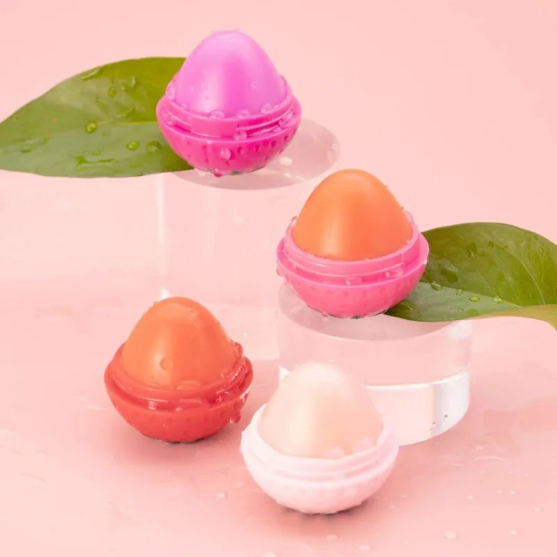 Bálsamo Labial de Fresa, 1/4 Piezas, Hidratante de Larga Duración, Repara y Humecta, Lápiz Labial Rojo con Diseño de Frutas, Cuidado Labial para Labios Secos, Cosméticos