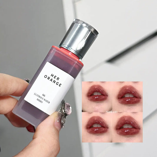 Tinte Labial Hidratante con Brillo Herorange, Textura Acuosa, Labios Voluminosos con Efecto Cristal, Larga Duración, No Reseca, Maquillaje Diario para Citas