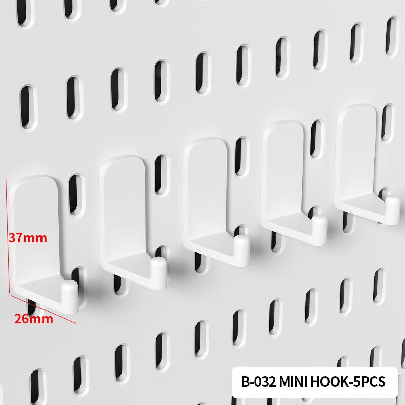 Kit organizador de pared combinado con tablero perforado DIY: paneles colgantes modulares, instalación sin perforaciones, ideal para exhibición de pared de habitaciones artesanales