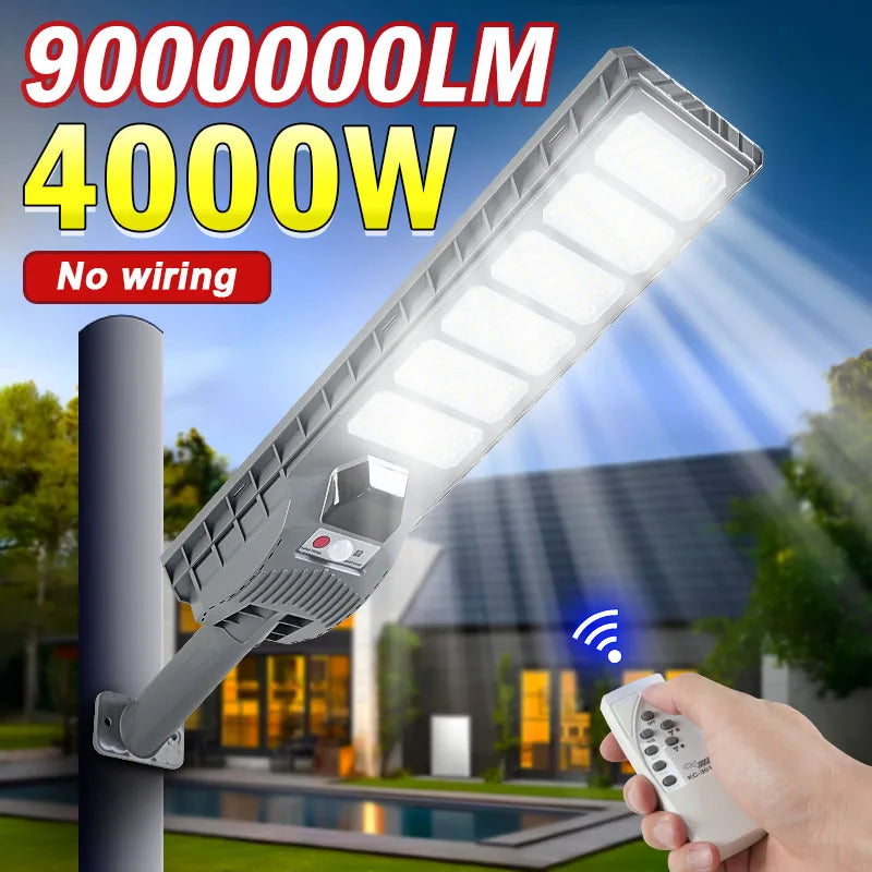 Luces solares 9000000LM 4000W/3000W/1000W, reflector de farola impermeable para exteriores con Sensor de movimiento, lámpara de pared para jardín y patio