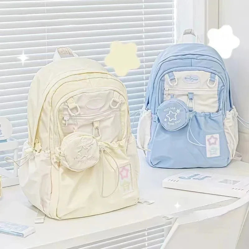 Nueva mochila para niña, bolso escolar grande y bonito con cordón a la moda para estudiante, bolso de hombro femenino de viaje coreano para escuela secundaria