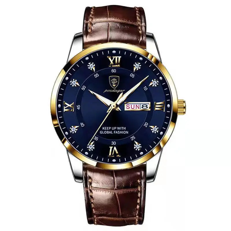 Reloj POEDAGAR Original de alta calidad para hombre, reloj de pulsera deportivo de cuero luminoso resistente al agua para hombre, relojes casuales elegantes de cuarzo para hombre