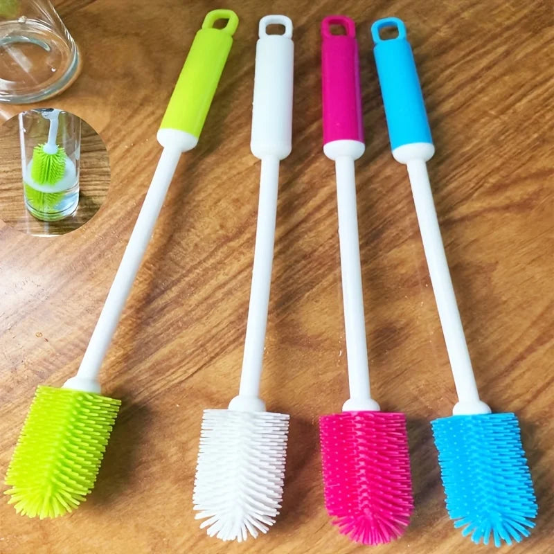 1 cepillo de limpieza de mango largo, agarre antideslizante para botellas estrechas, cepillo de plástico duradero para áreas difíciles de alcanzar, limpiador de botellas