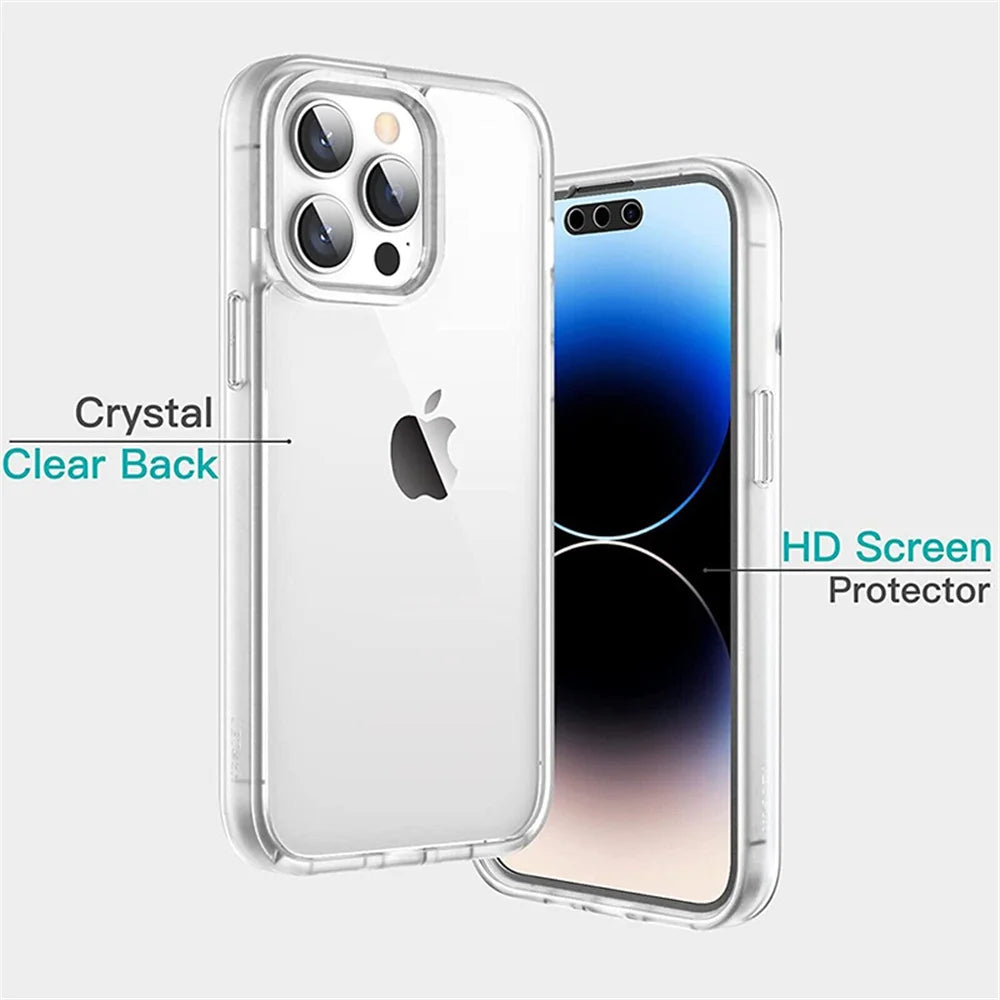 Funda protectora transparente frontal y trasera de cuerpo completo 360 para iPhone 17 16 15 12 13 14 11 Pro XS Max 7 8 Plus, funda trasera dura suave