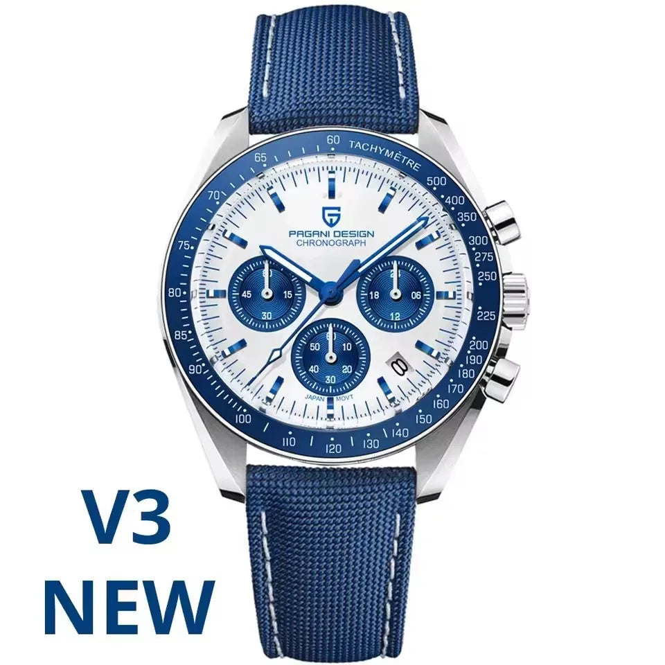 Relojes PAGANI DESIGN Moon para hombre, reloj de cuarzo de lujo dorado, cronógrafo deportivo, zafiro AR, resistente al agua, luminoso, regalo para hombre